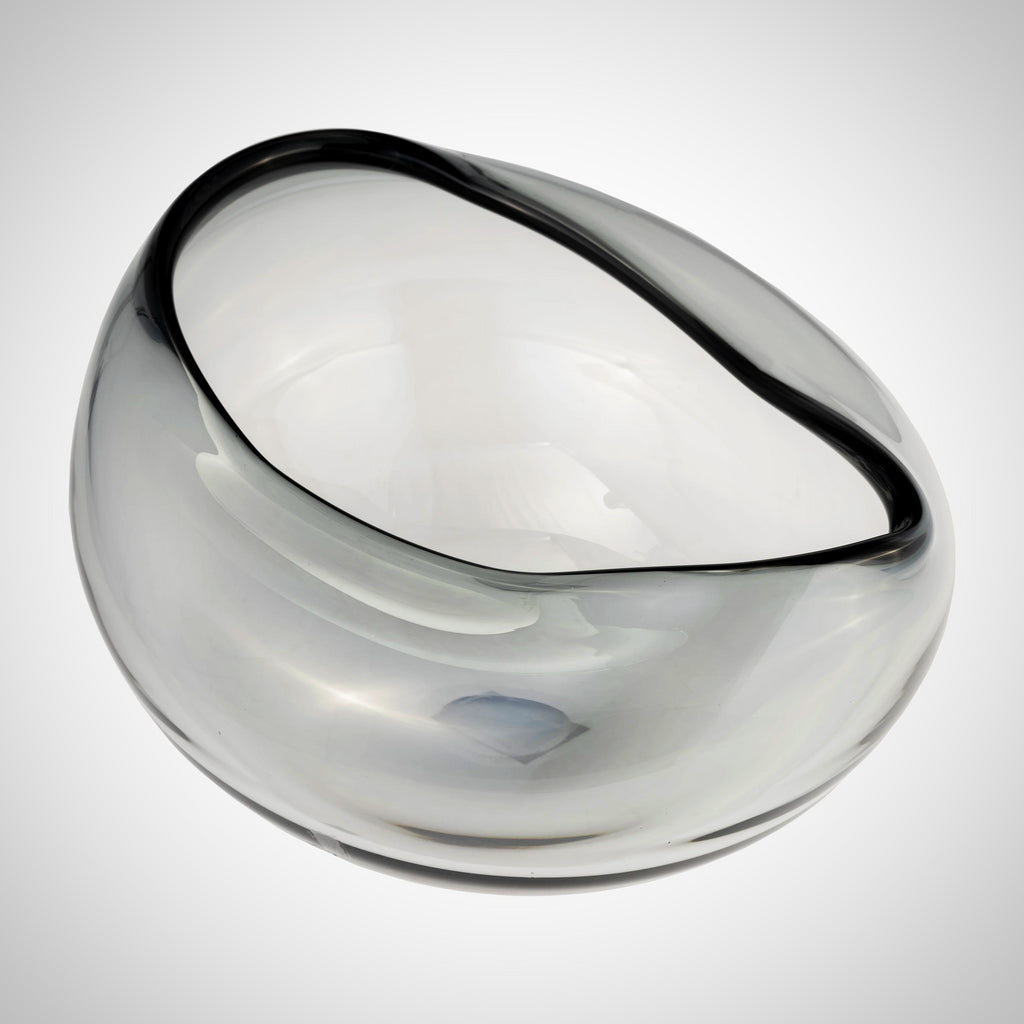 Glass, 10"d Irregular Shape Bowl, Smoke