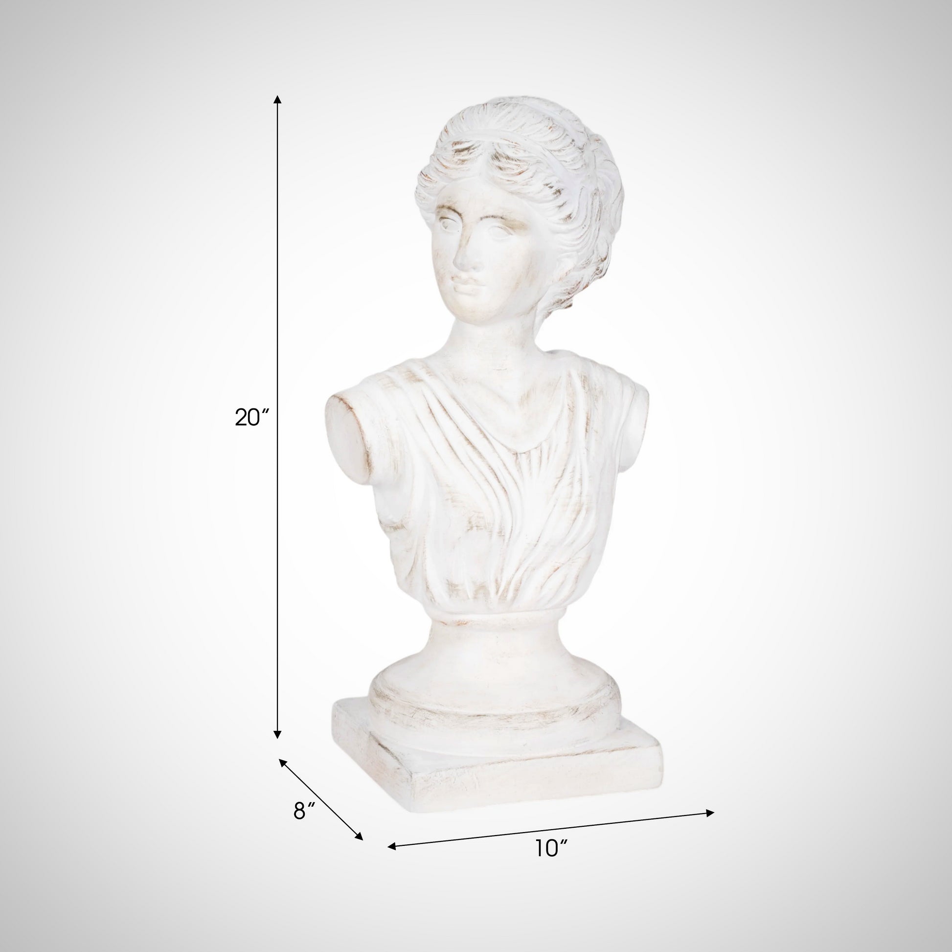 20&quot; Venus Bust Distressed Resin, White