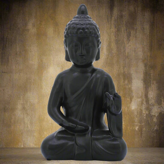 10&quot;, Black Ceramic Seated Buddha