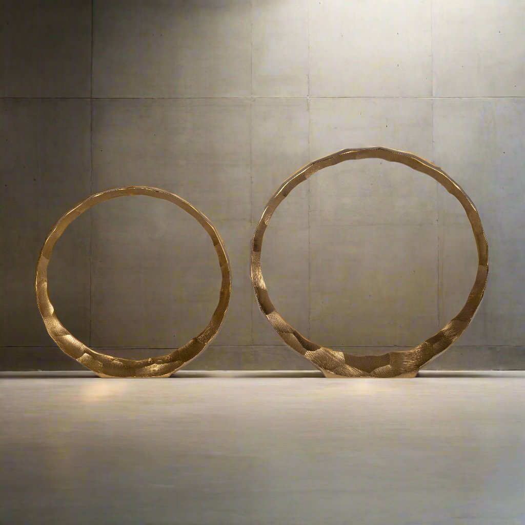 Metal, S/2, 14/16&quot; Hammered Decorative Rings, Gold