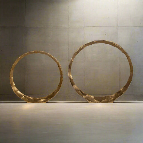 Metal, S/2, 14/16" Hammered Decorative Rings, Gold