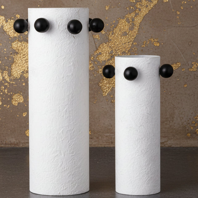 Metal Beaded Vase Set Of Two