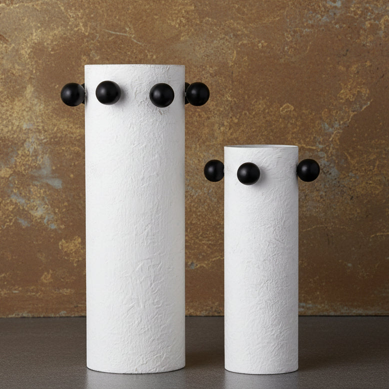 Metal Beaded Vase Set Of Two