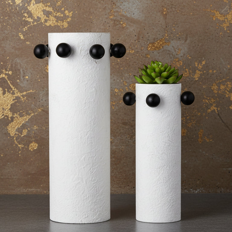 Metal Beaded Vase Set Of Two