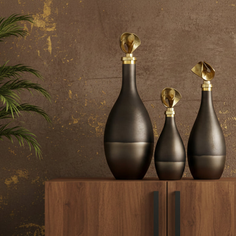 Glass Vase Bottles Set of Three