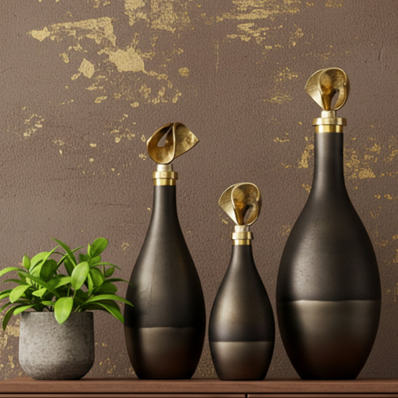 Glass Vase Bottles Set of Three