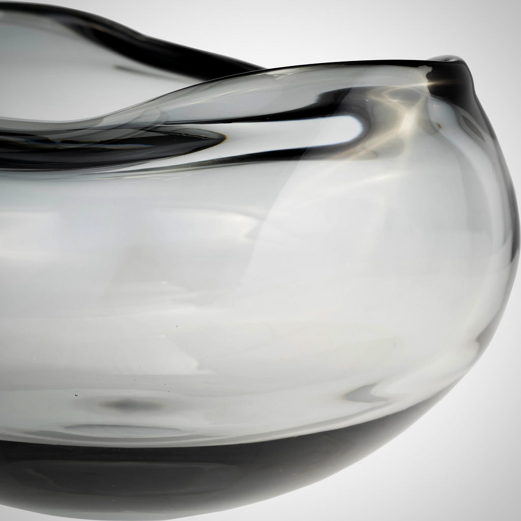 Glass, 10"d Irregular Shape Bowl, Smoke