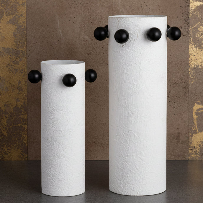 Metal Beaded Vase Set Of Two