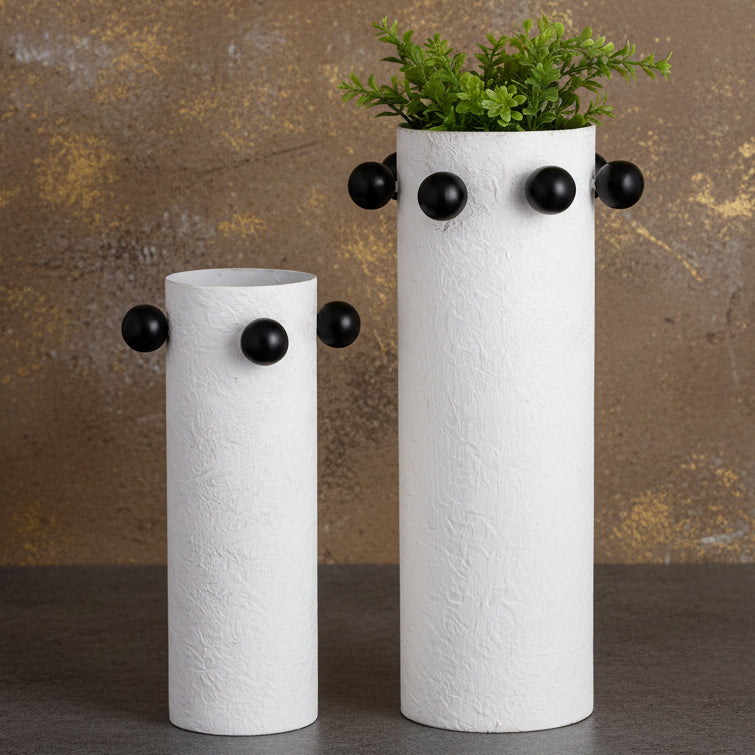 Metal Beaded Vase Set Of Two