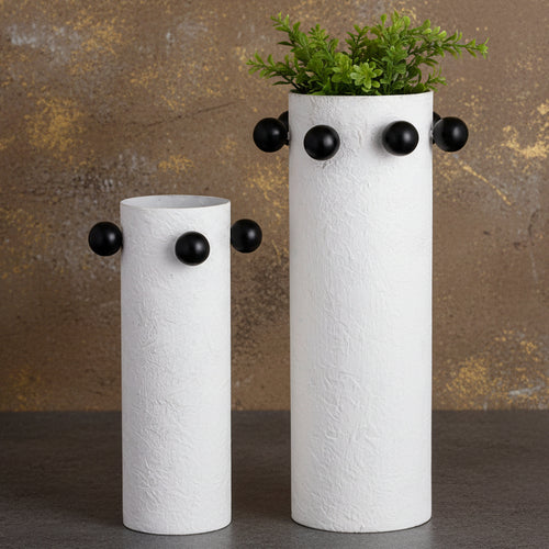 Metal Beaded Vase Set Of Two