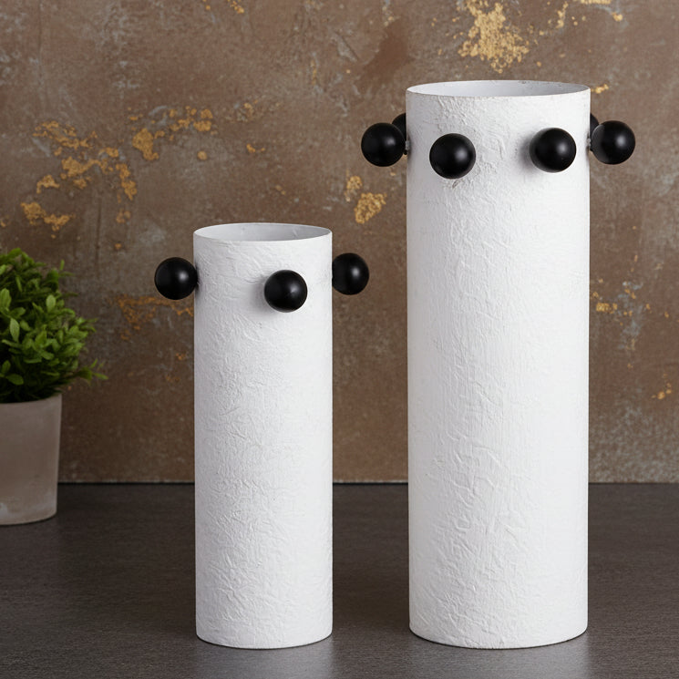 Metal Beaded Vase Set Of Two