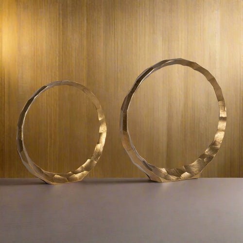 Metal, S/2, 14/16" Hammered Decorative Rings, Gold