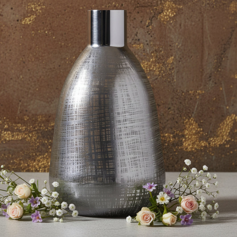 Large Silver and Metal Vase