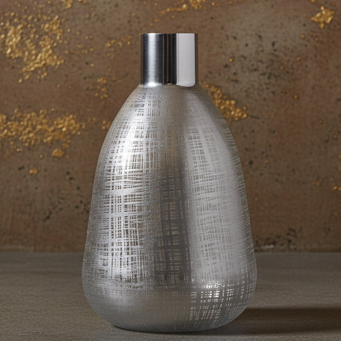 Large Silver and Metal Vase
