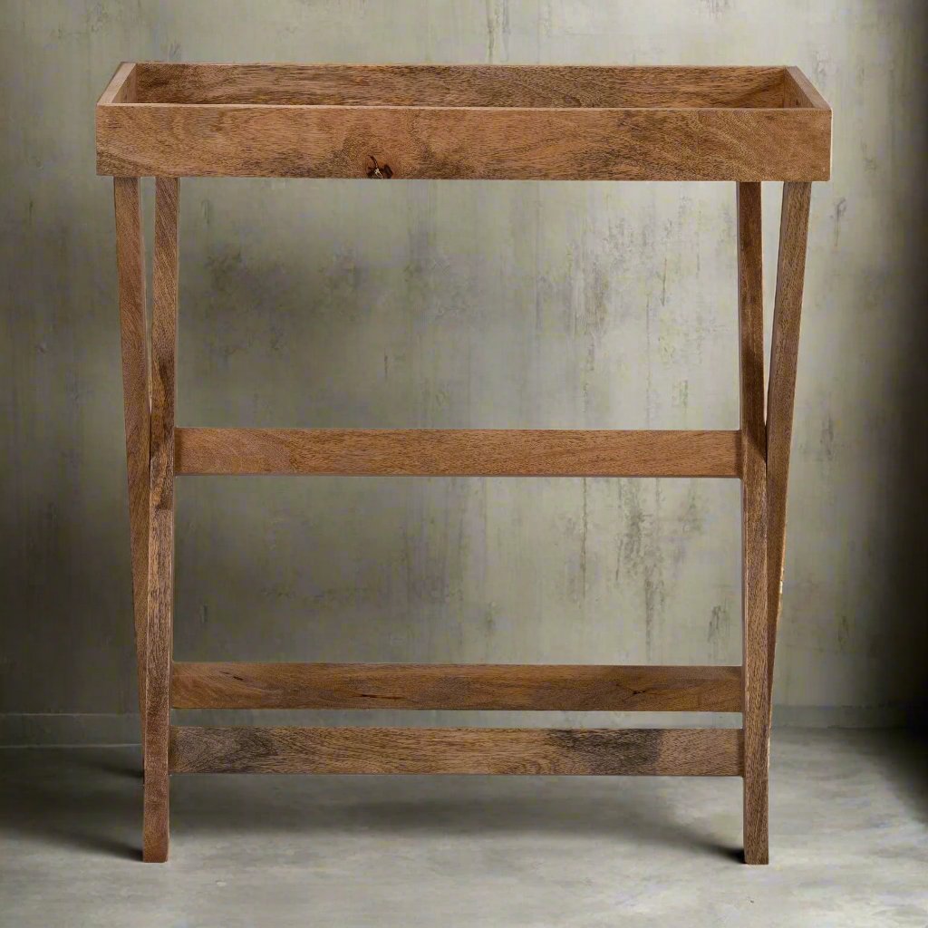 Wood, 30x32" Butler Tray W/ Stand, Brown Kd