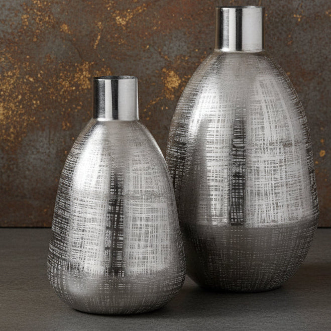 Large Silver and Metal Vase