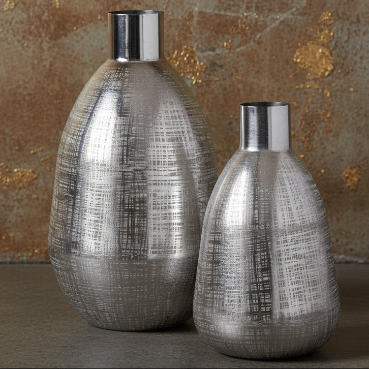 Large Silver and Metal Vase