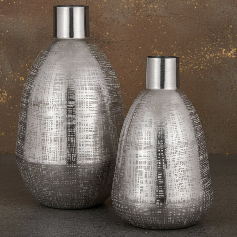 Large Silver and Metal Vase