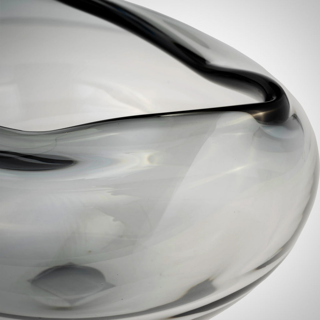 Glass, 10"d Irregular Shape Bowl, Smoke