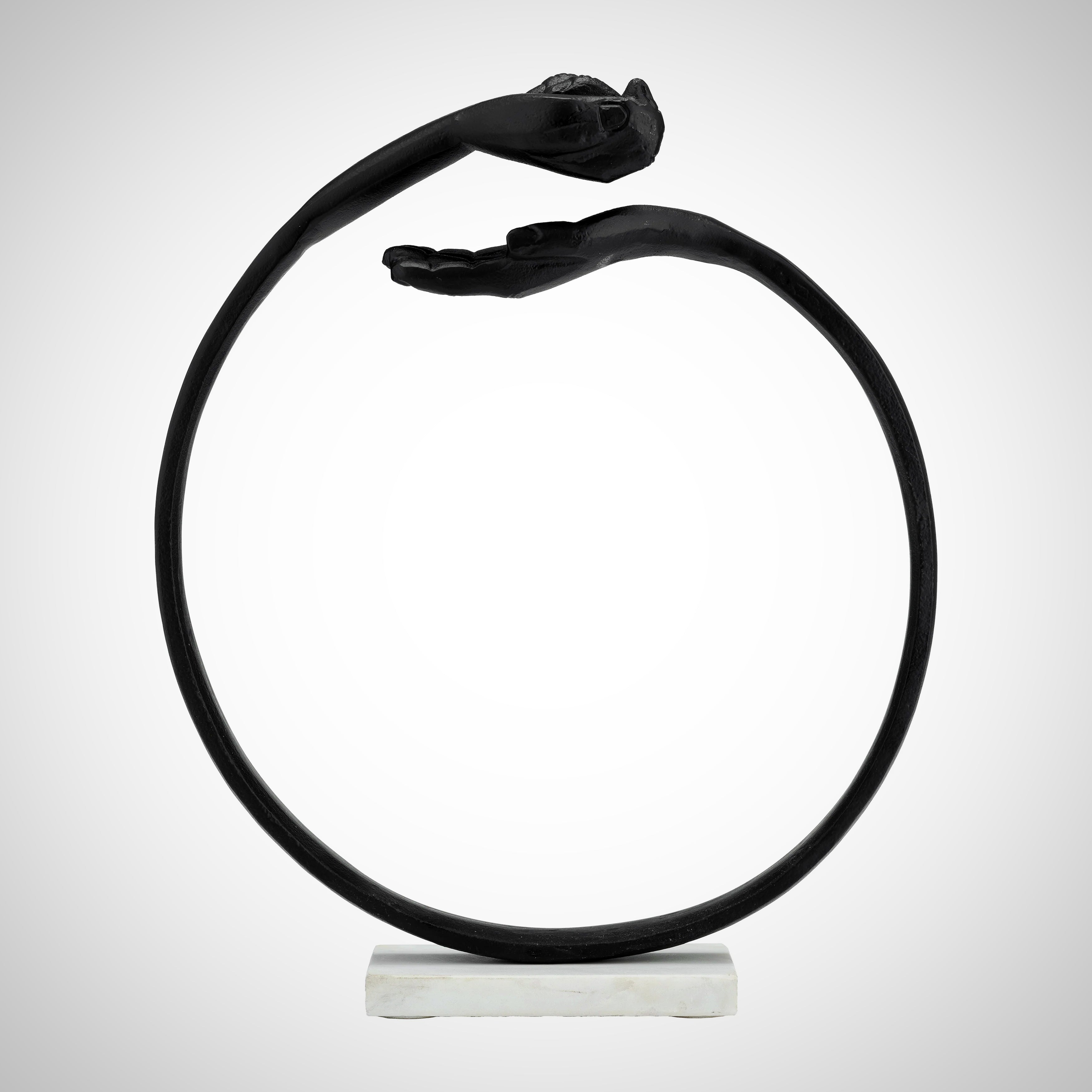 Metal,15&quot; Hand Ring On Base Sculpt ,black/white