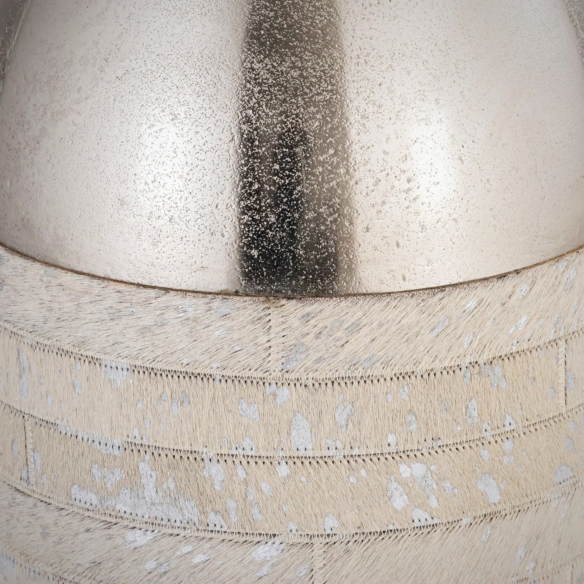Vase Silver Metal Top Wrapped With Hair-on-Hide
