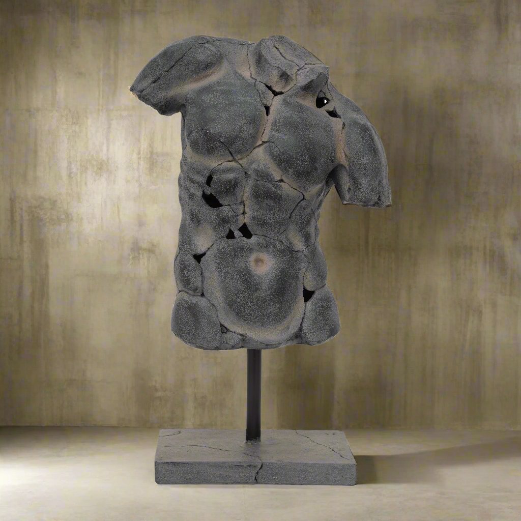 Cracked Torso Sculpture, Grey