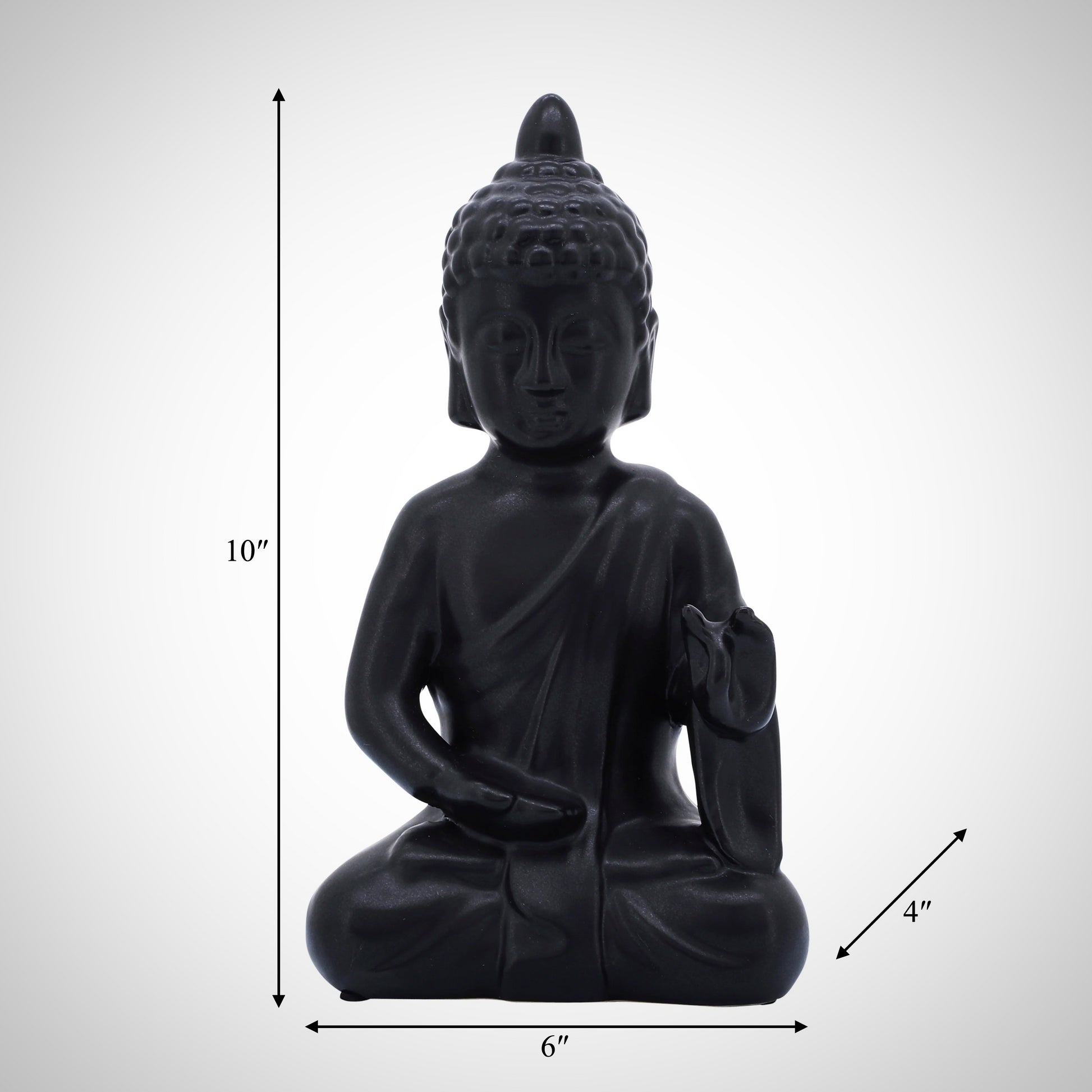 10&quot;, Black Ceramic Seated Buddha